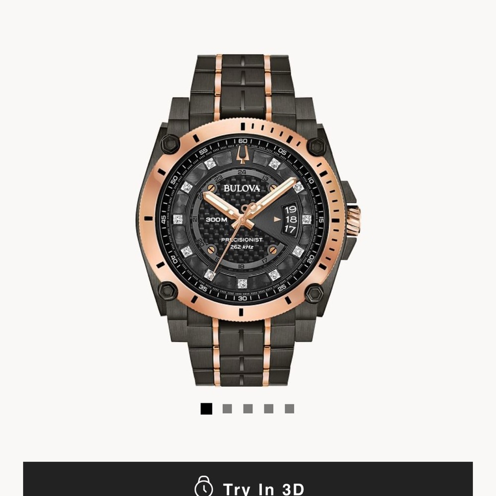 Bulova Men's Black and Gold Watch